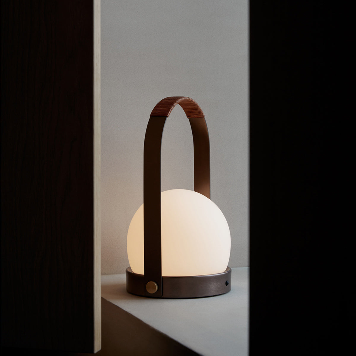 Audo Carrie LED Lamp Bronzed Brass Leather
