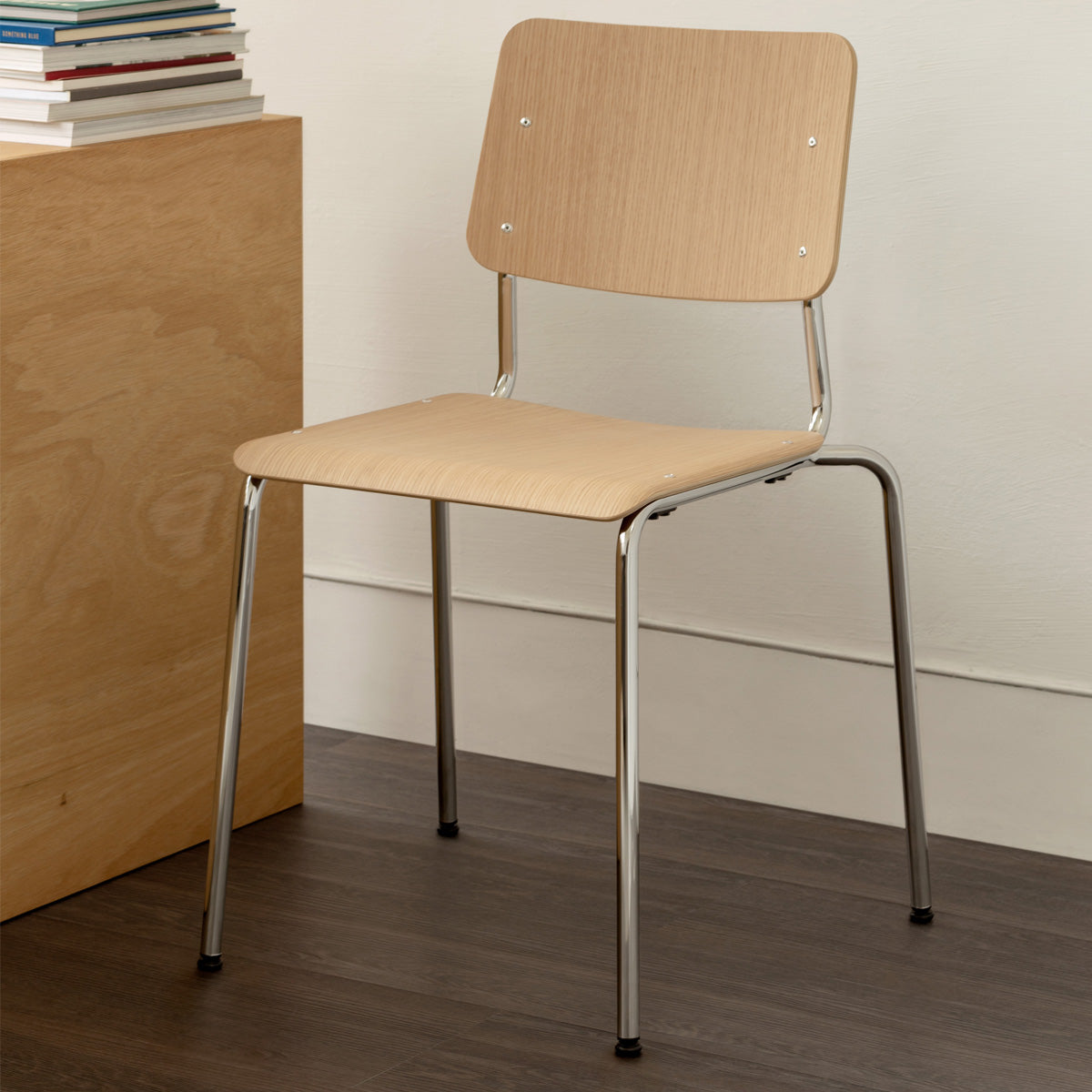 esaila Fore Chair Washed Oak Chrome  Frame