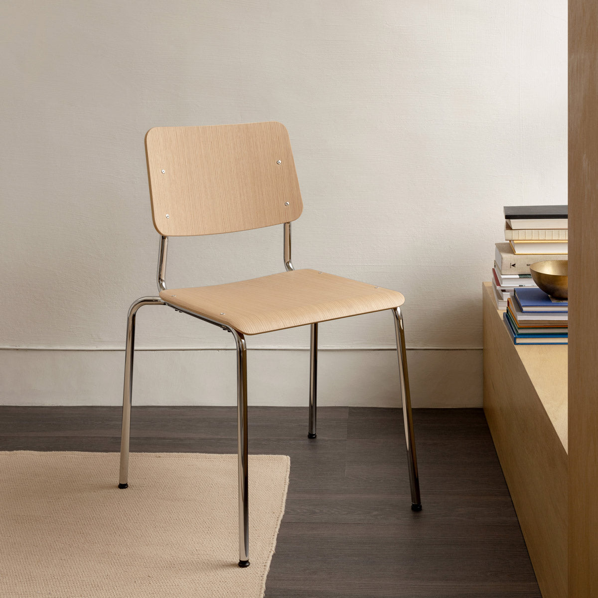esaila Fore Chair Washed Oak Chrome  Frame