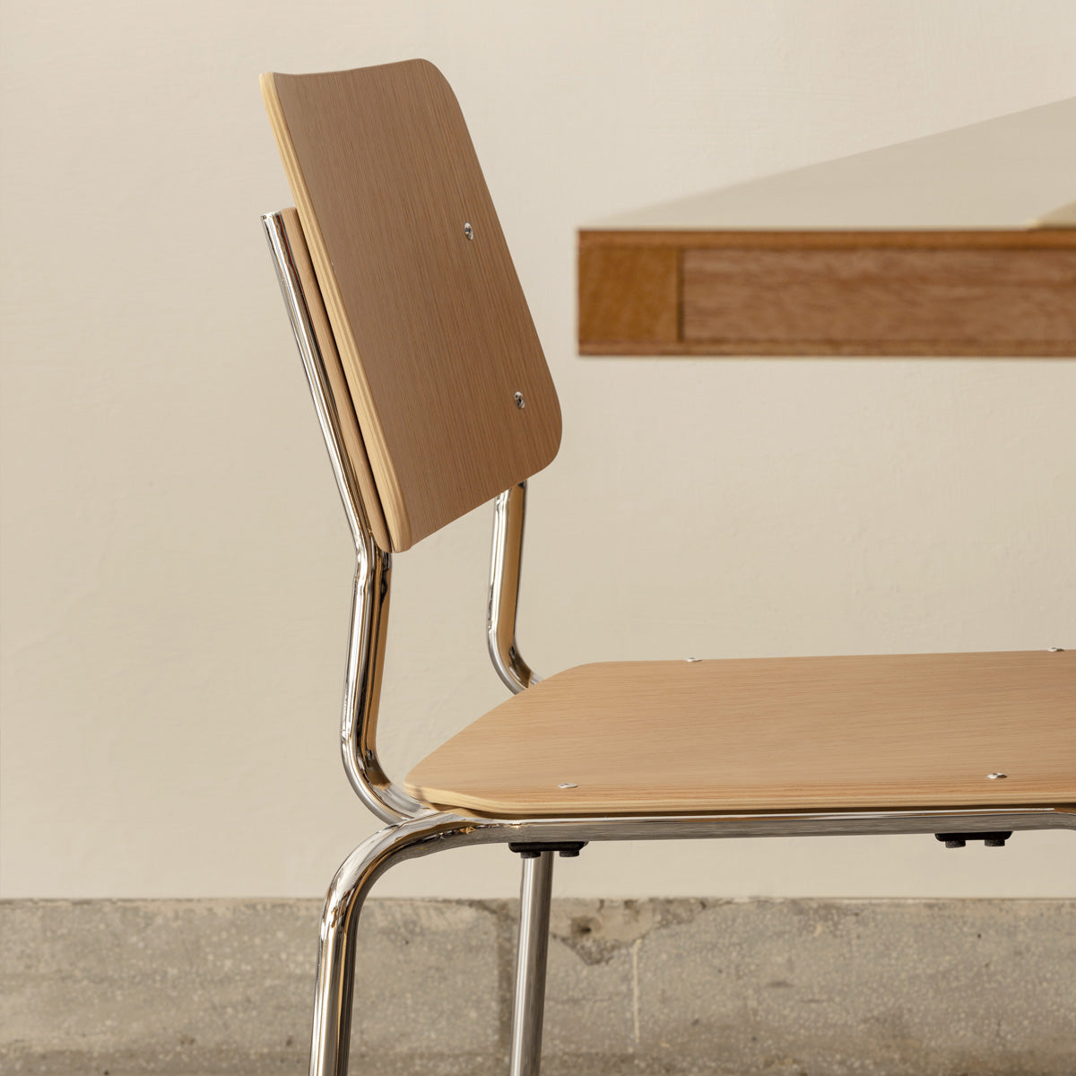 esaila Fore Chair Washed Oak Chrome  Frame