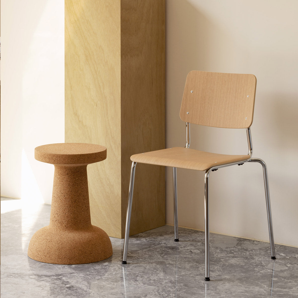 esaila Fore Chair Washed Oak Chrome  Frame