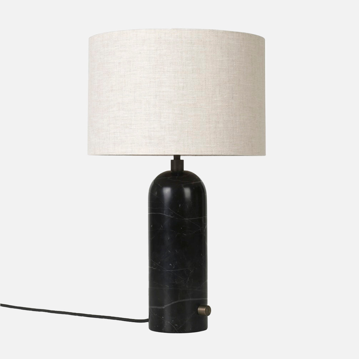 GUBI Gravity Table Lamp Small Black Marble Canvas Shade