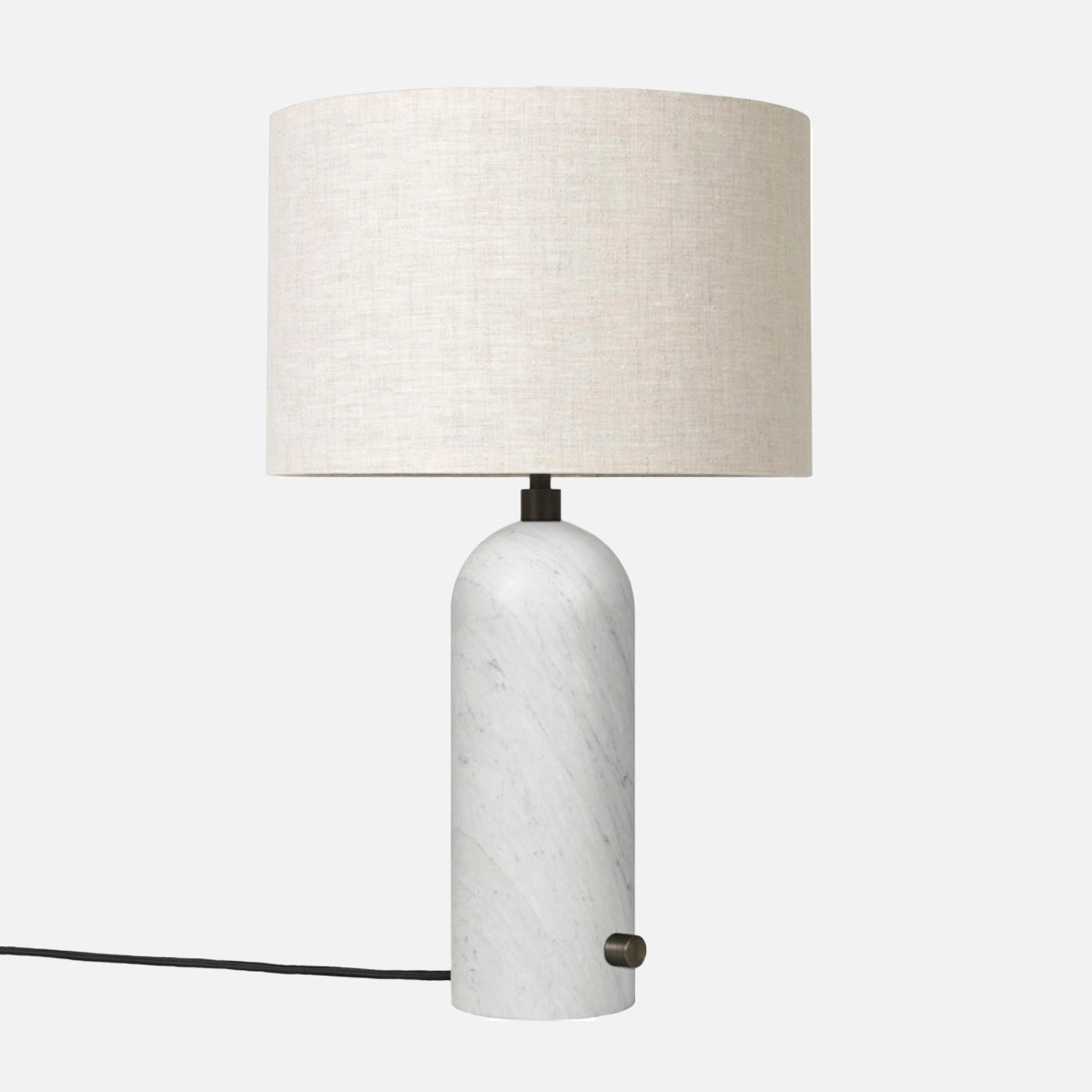 GUBI Gravity Table Lamp Small White Marble Canvas Shade