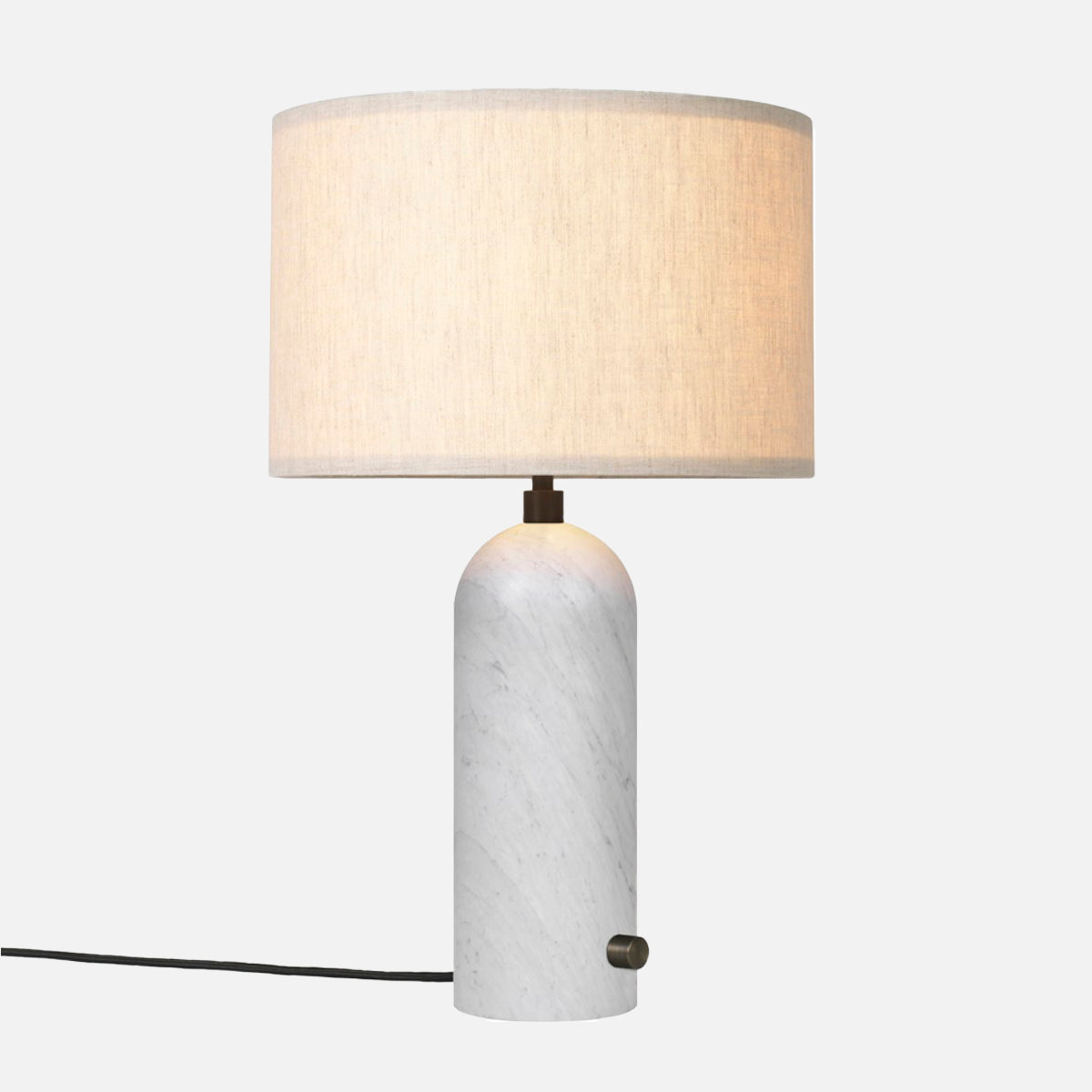 GUBI Gravity Table Lamp Small White Marble Canvas Shade