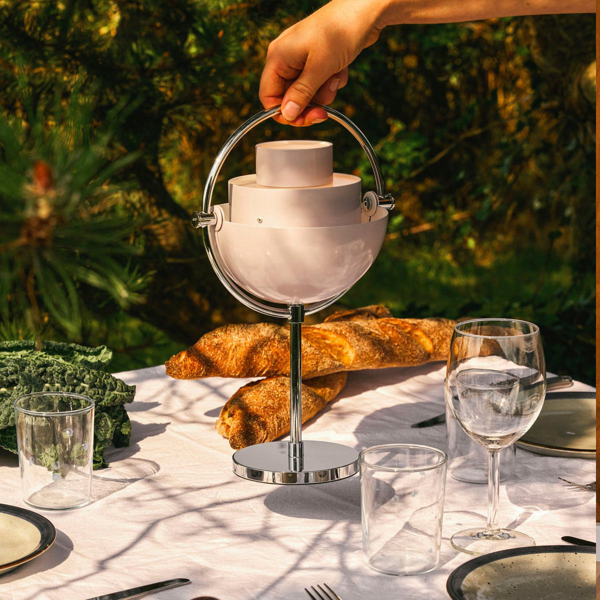 GUBI Multi-Lite Portable Lamp Chrome White