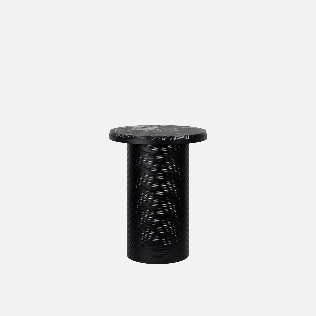 esaila Pedestal Table Marquina Marble Black Frame