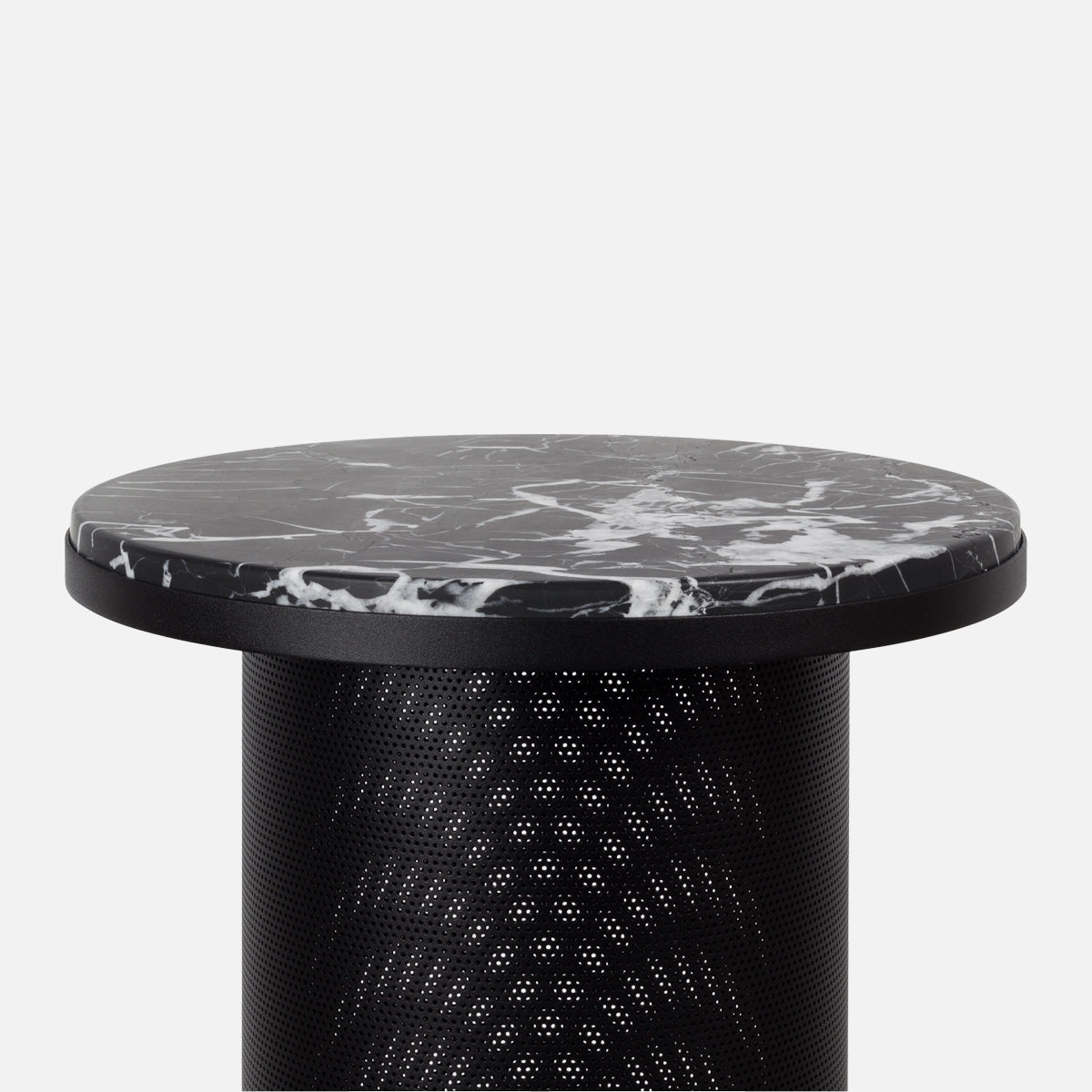 esaila Pedestal Table Marquina Marble Black Frame