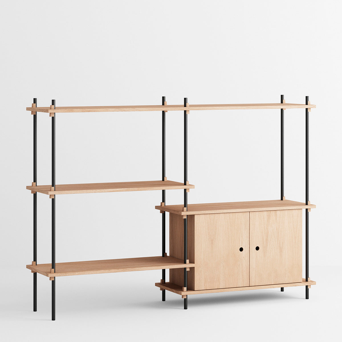 Shelving System Double H115 Shelf +Cabinet Black Oak