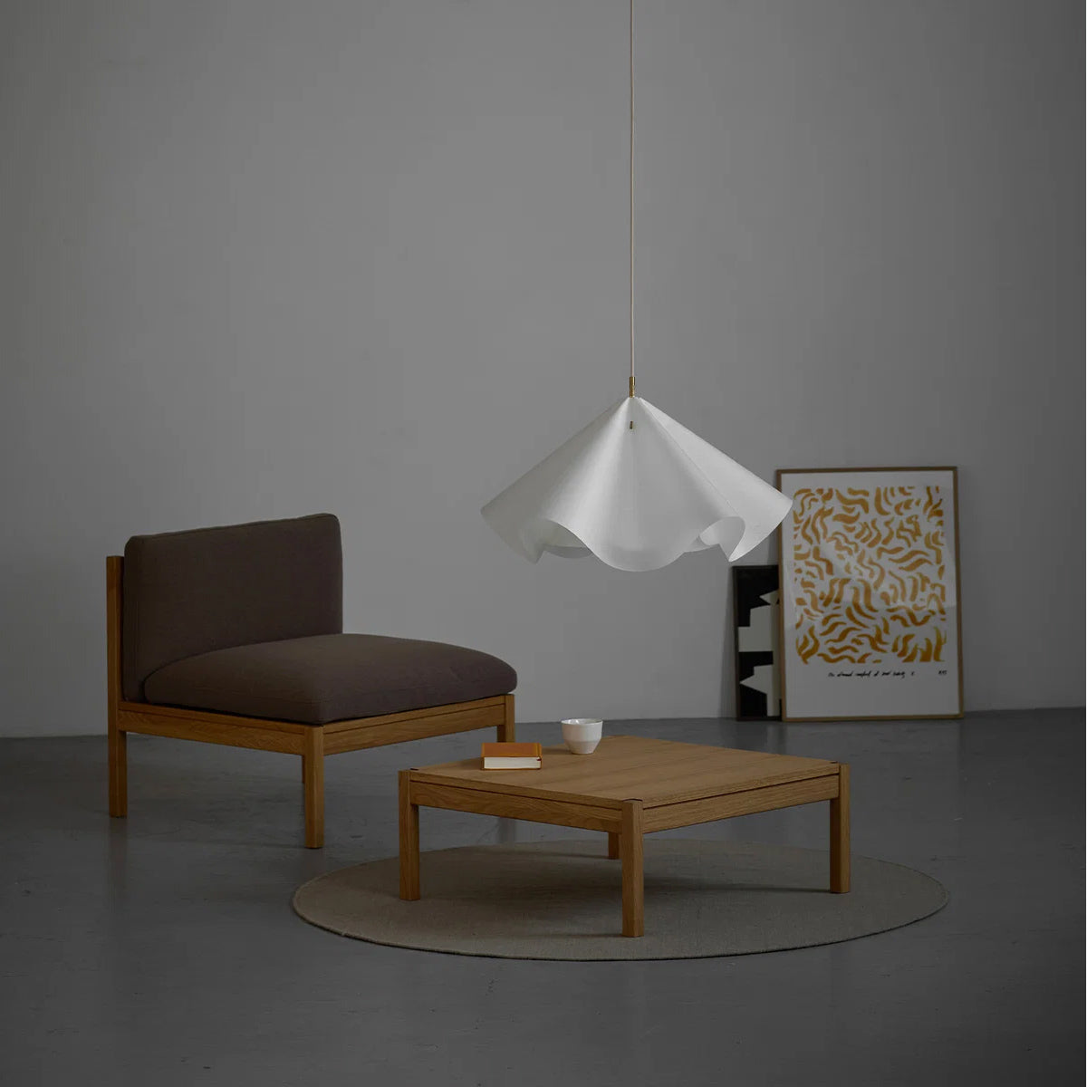 MOEBE Sinuate Pendant L White Brass