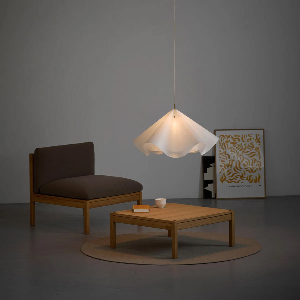 MOEBE Sinuate Pendant L White Brass