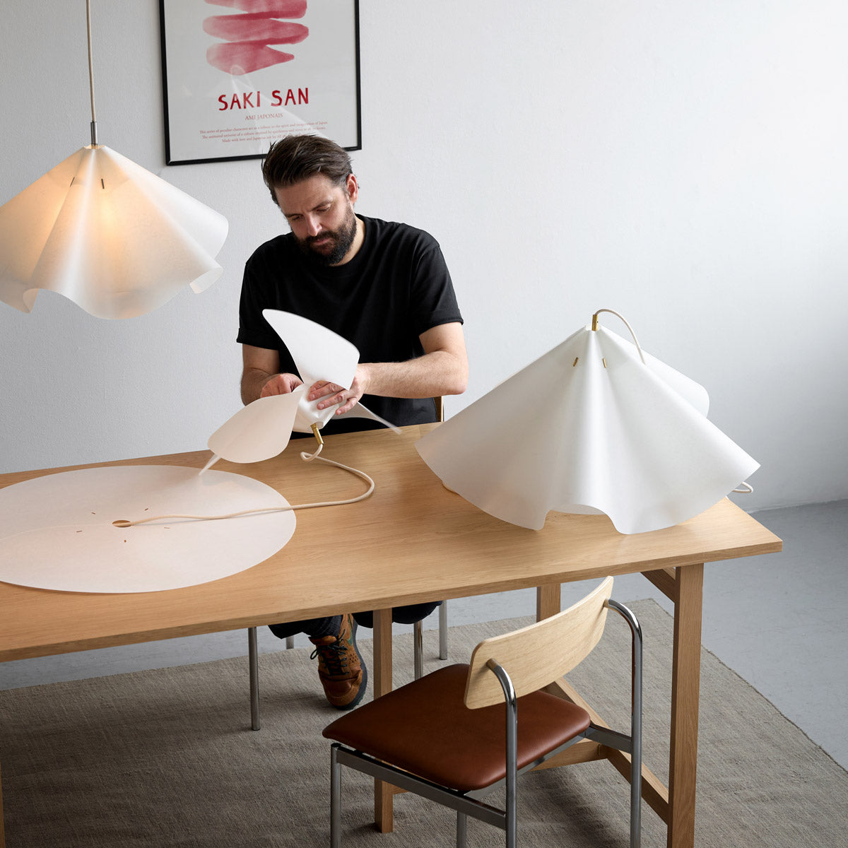 MOEBE Sinuate Pendant L White Brass