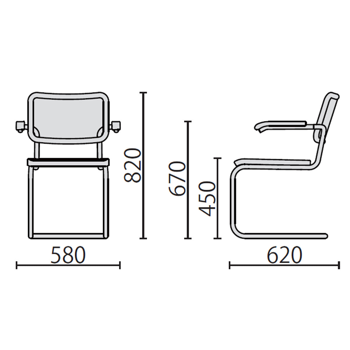 THONET S64V Cantilever Arm Chair Black