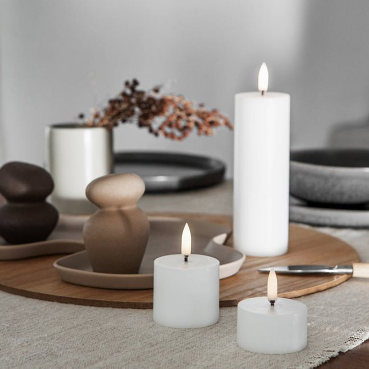 UYUNI LED Melted Pillar Candle Smooth Sandstone