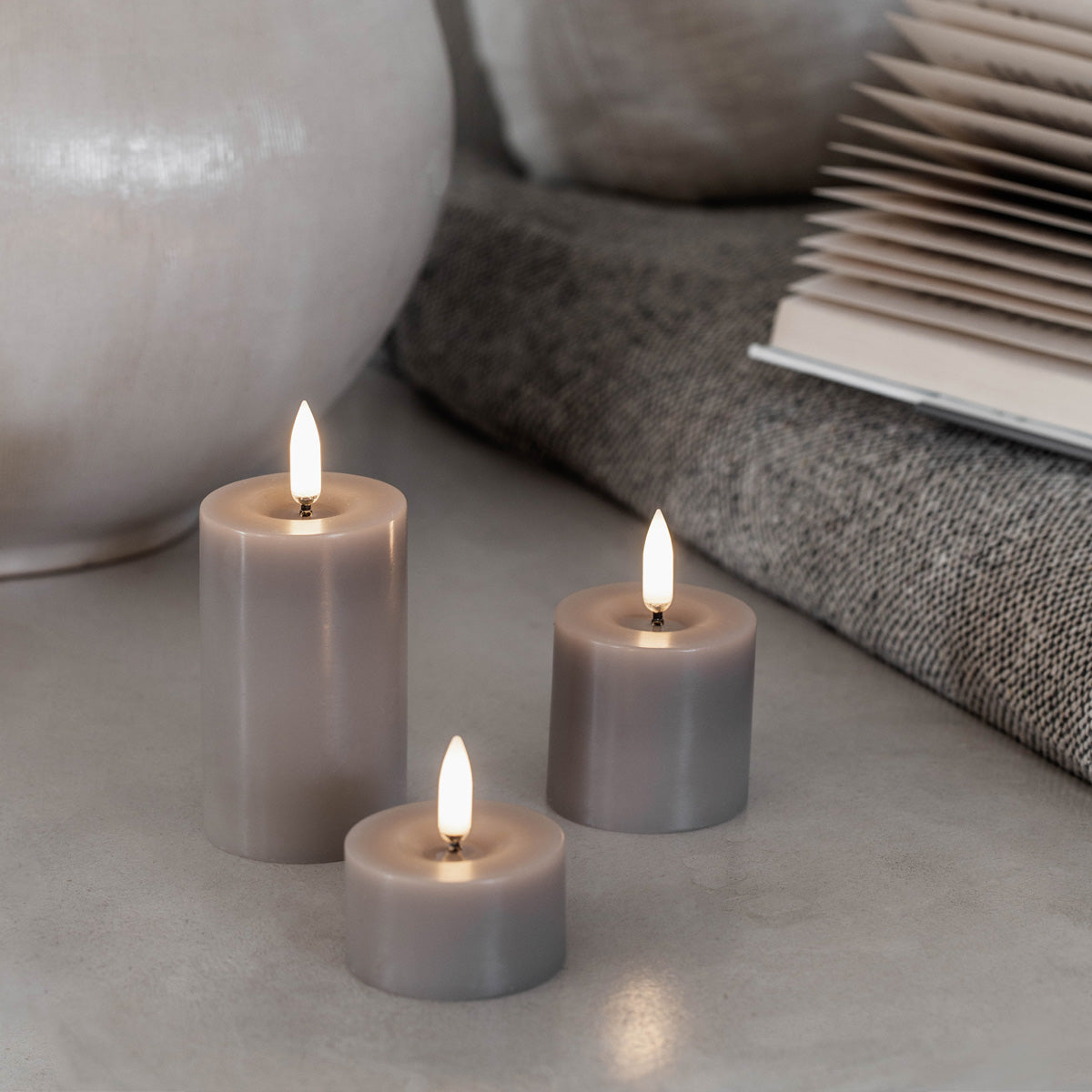 UYUNI LED Melted Pillar Candle Smooth Sandstone