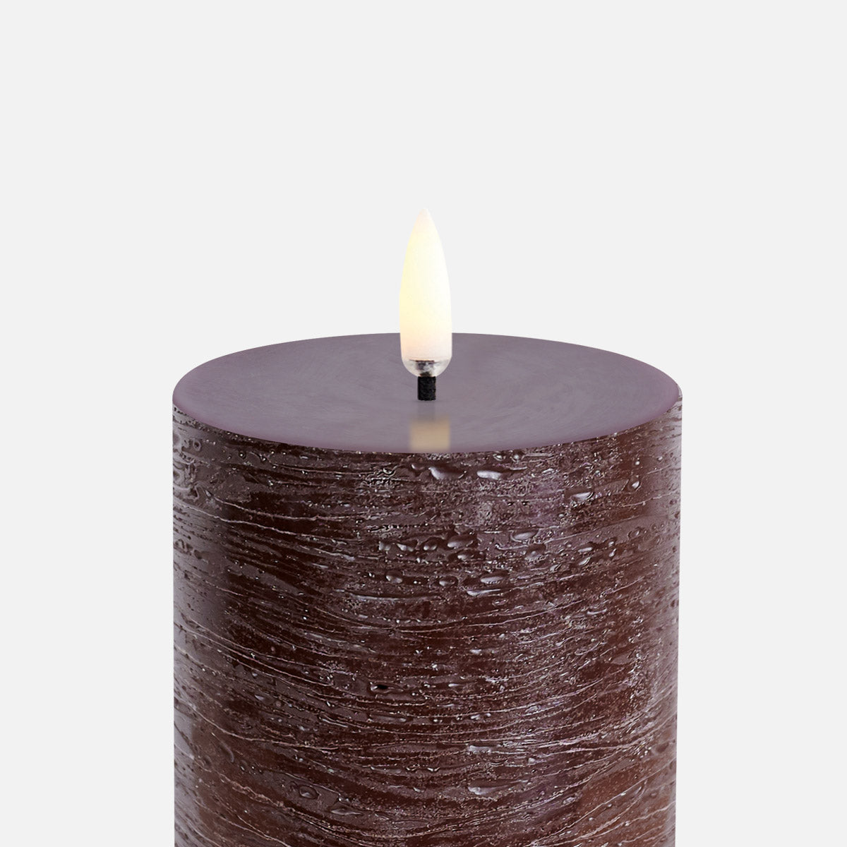 UYUNI LED Pillar Candle Rustic Brown H20cm