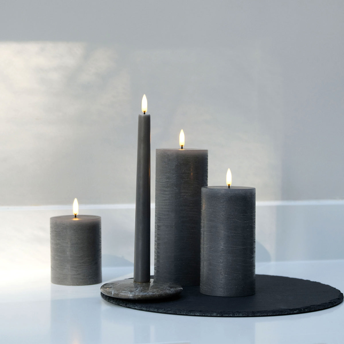 UYUNI LED Pillar Candle Rustic Gray H10cm