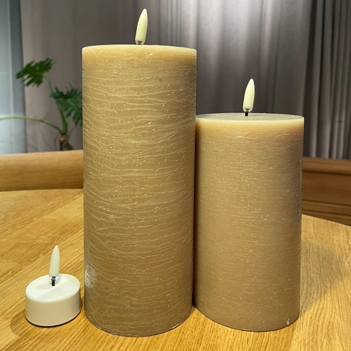 UYUNI LED Pillar Candle Rustic Beige H10cm