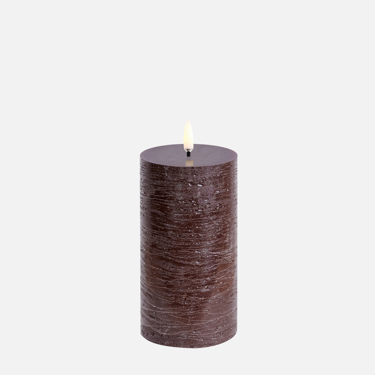 UYUNI LED Pillar Candle Rustic Brown H15cm