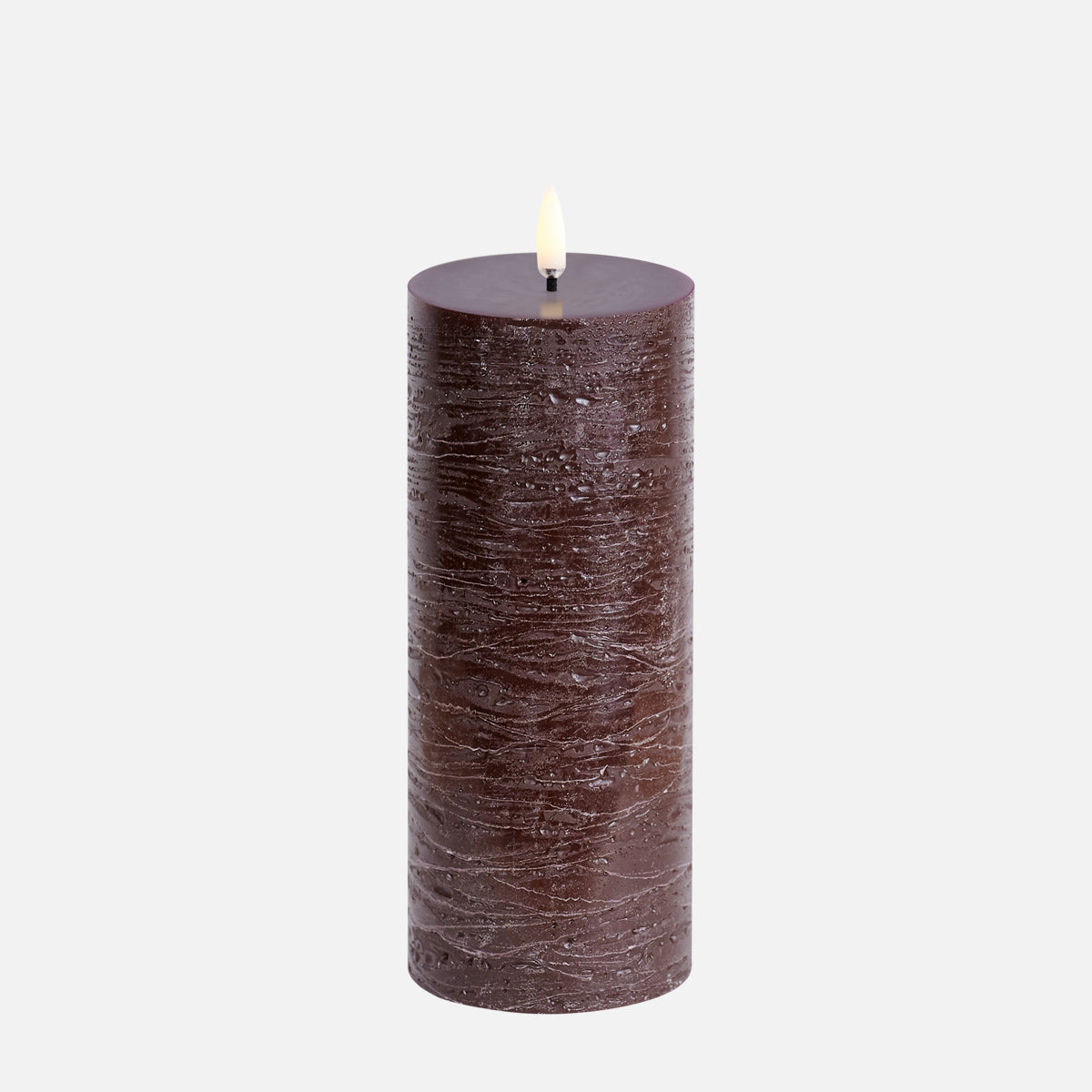 UYUNI LED Pillar Candle Rustic Brown H20cm