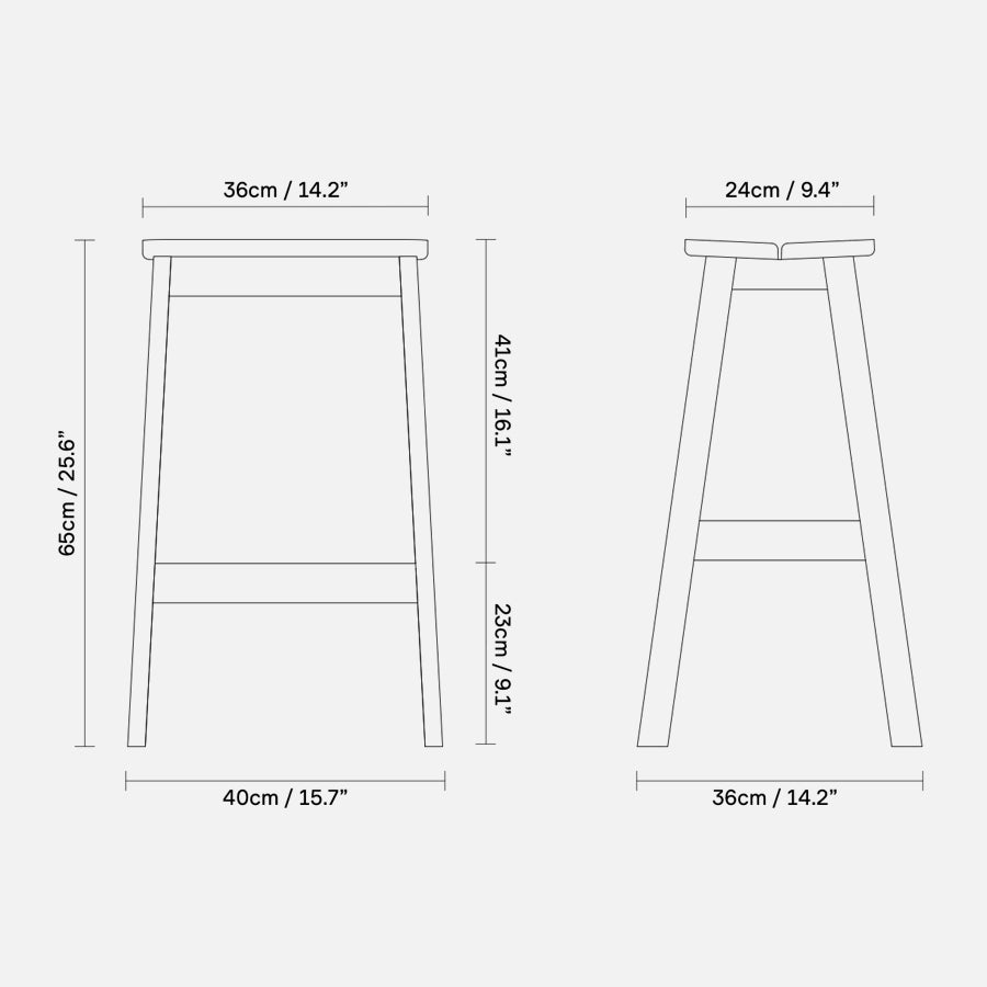 FORM & REFINE Angle Standard Bar Stool H65 Beech