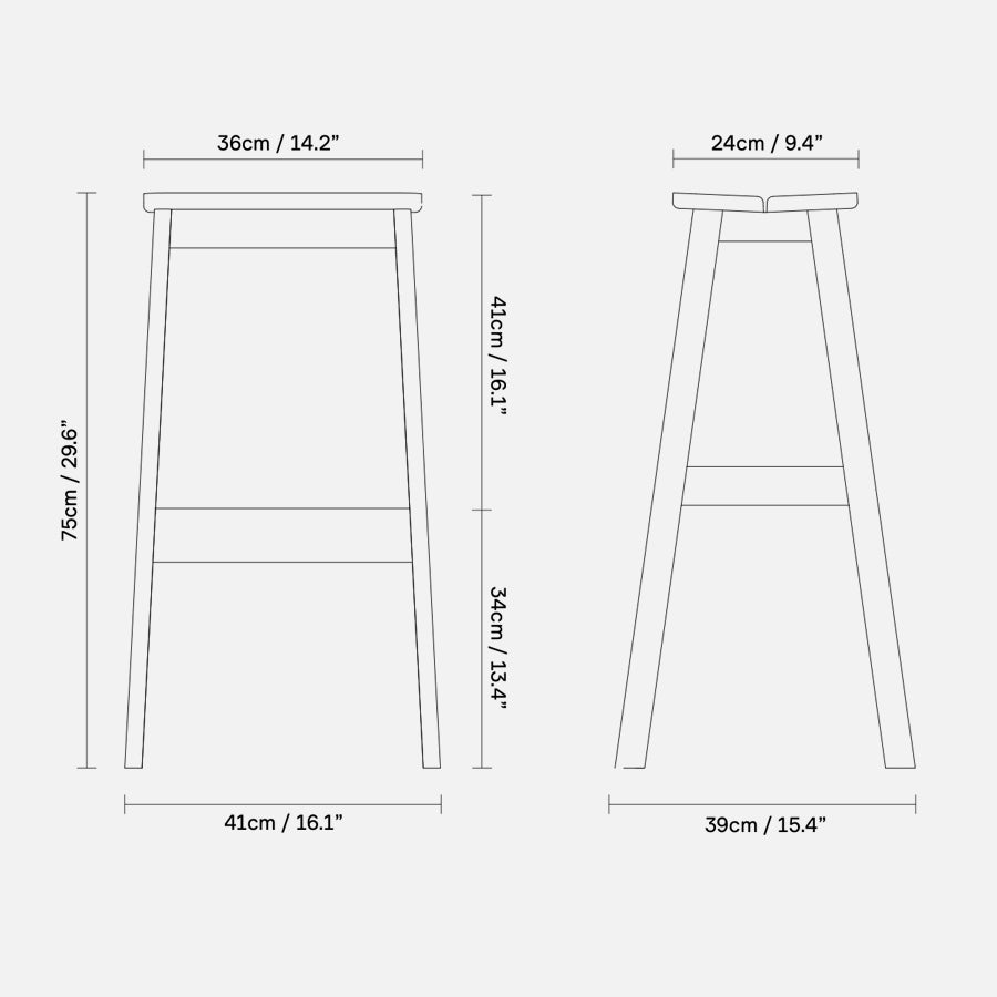 FORM & REFINE Angle Standard Bar Stool H75 Beech