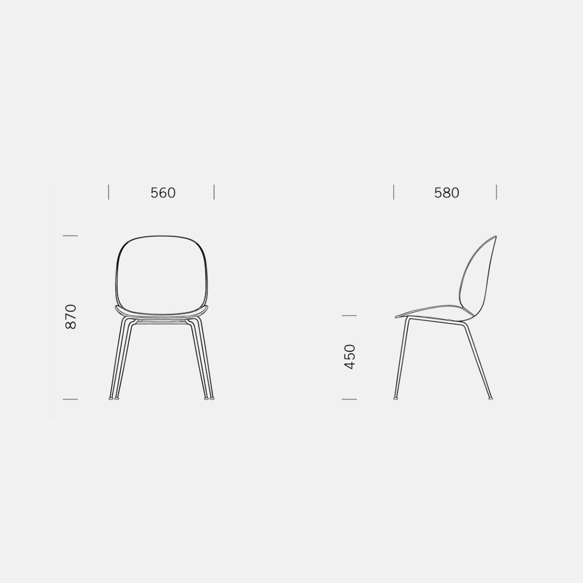 Beetle Chair Un-upholstered New Beige Conic Base Brass 45cm – D9 ...