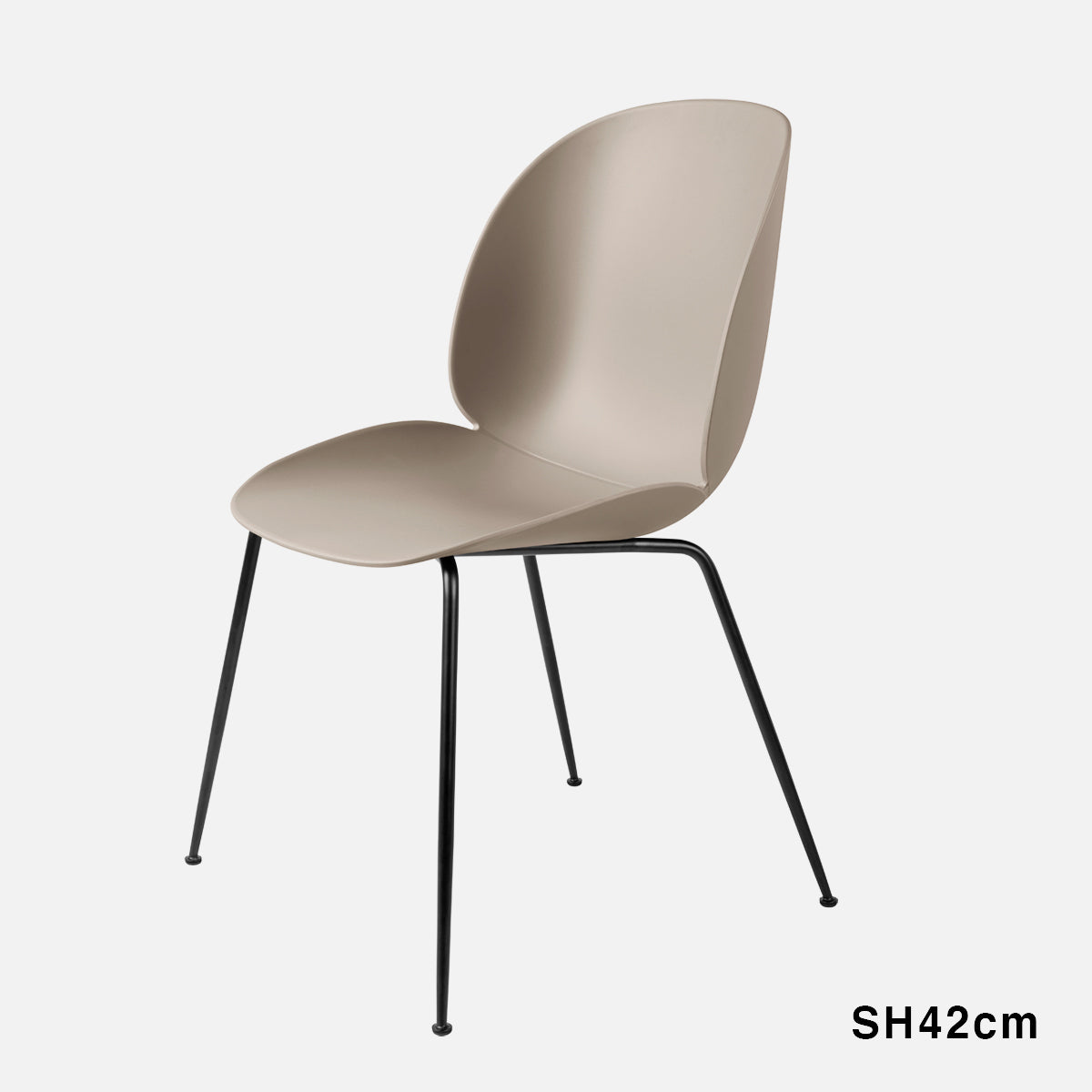 Beetle Chair Un-upholstered New Beige Conic Base Black 42cm