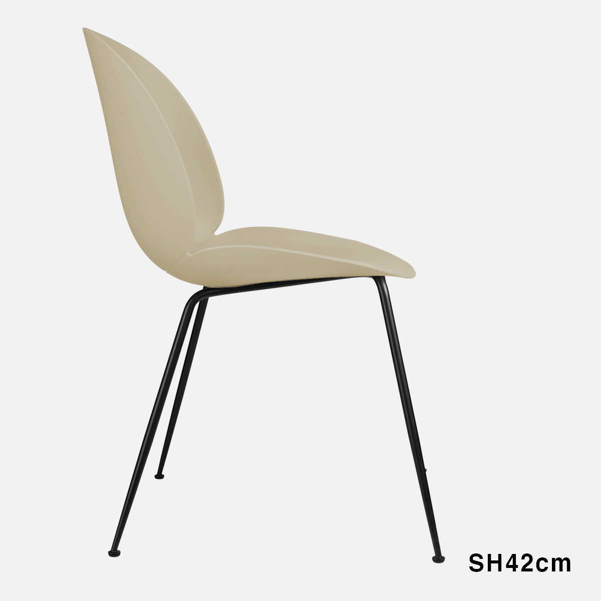 Beetle Chair Un-upholstered New Beige Conic Base Black 42cm