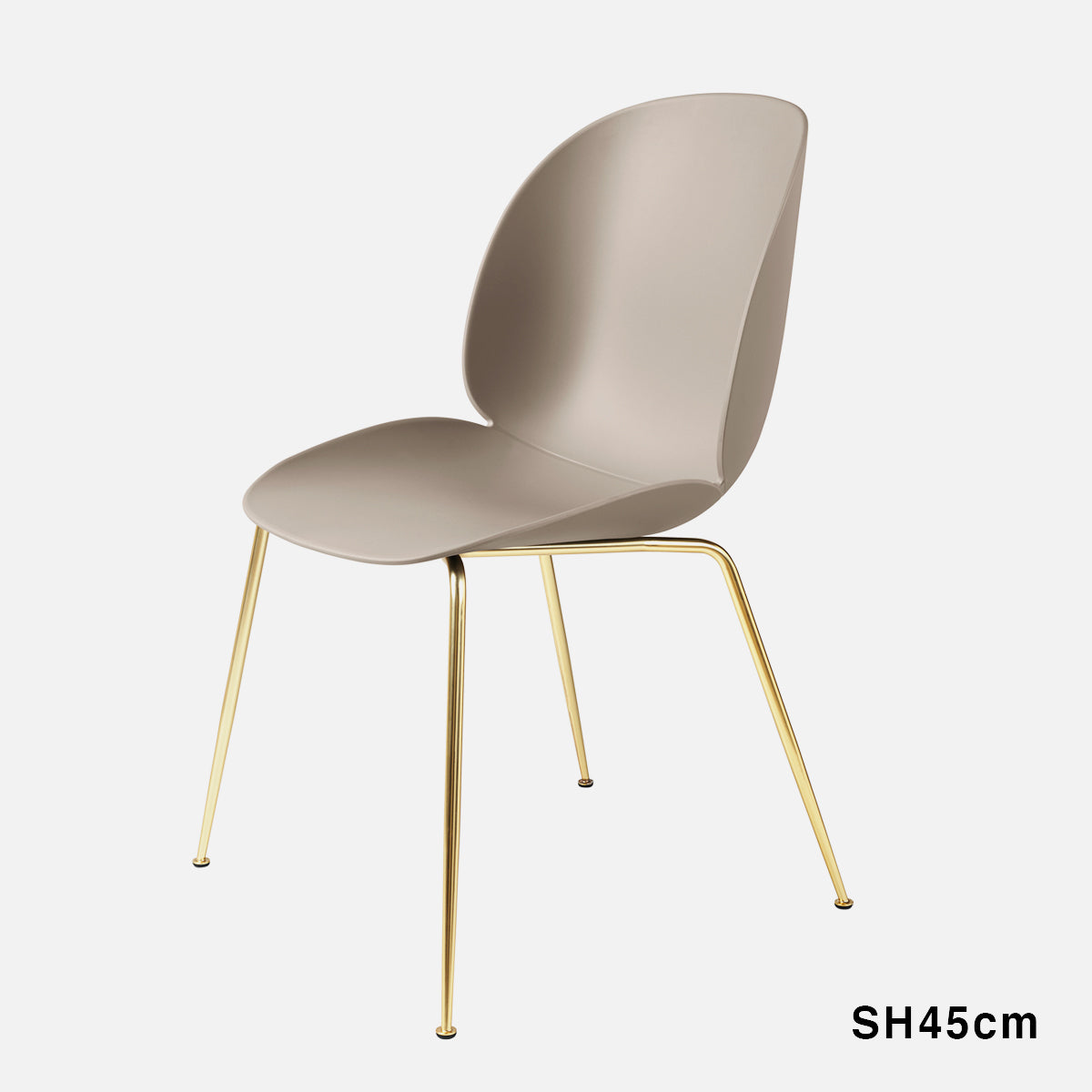 Beetle Chair Un-upholstered New Beige Conic Base Brass 45cm