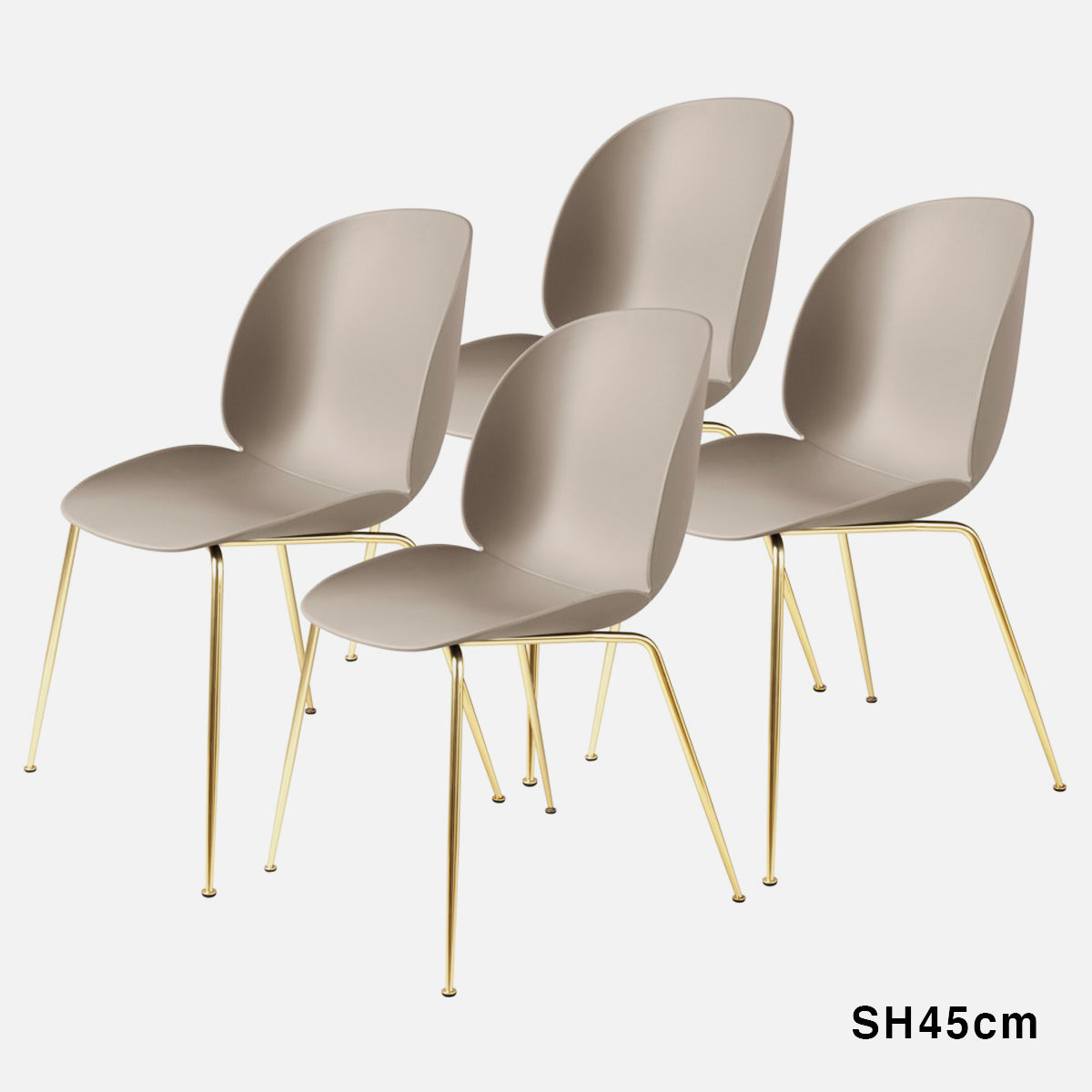 Beetle Chair Un-upholstered New Beige Conic Base Brass 45cm