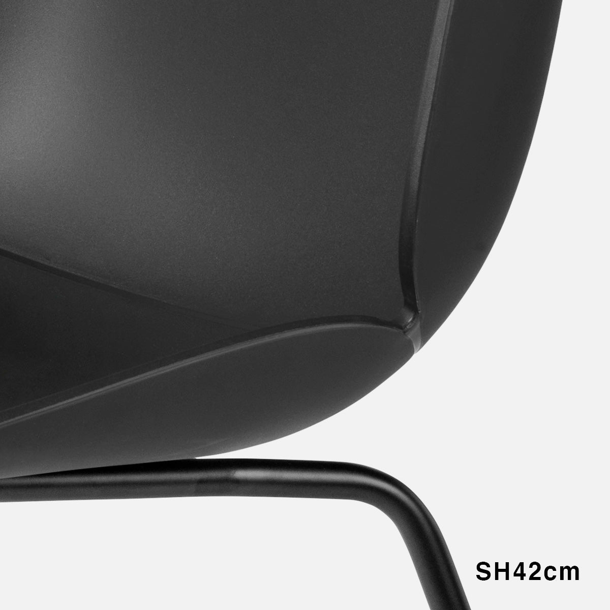 Beetle Chair Un-upholstered Black Conic Base Black 42cm