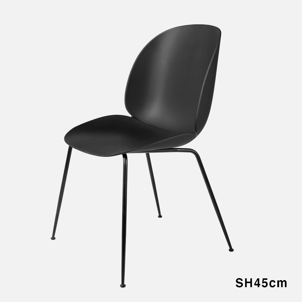 Beetle Chair Un-upholstered Black Conic Base Black 45cm