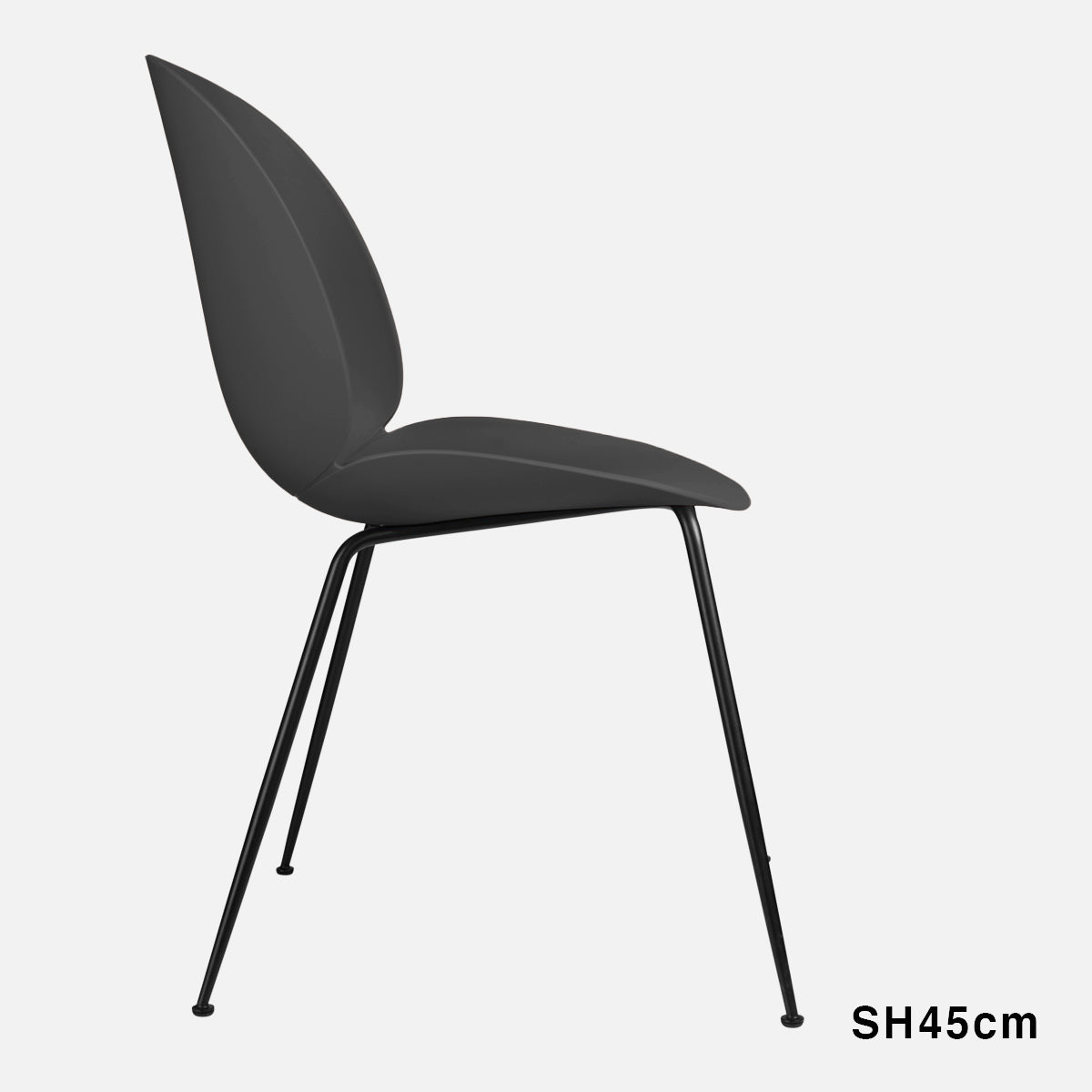 Beetle Chair Un-upholstered Black Conic Base Black 45cm