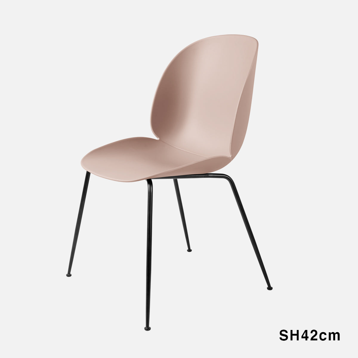 Beetle Chair Un-upholstered Sweet Pink Conic Base Black 42cm