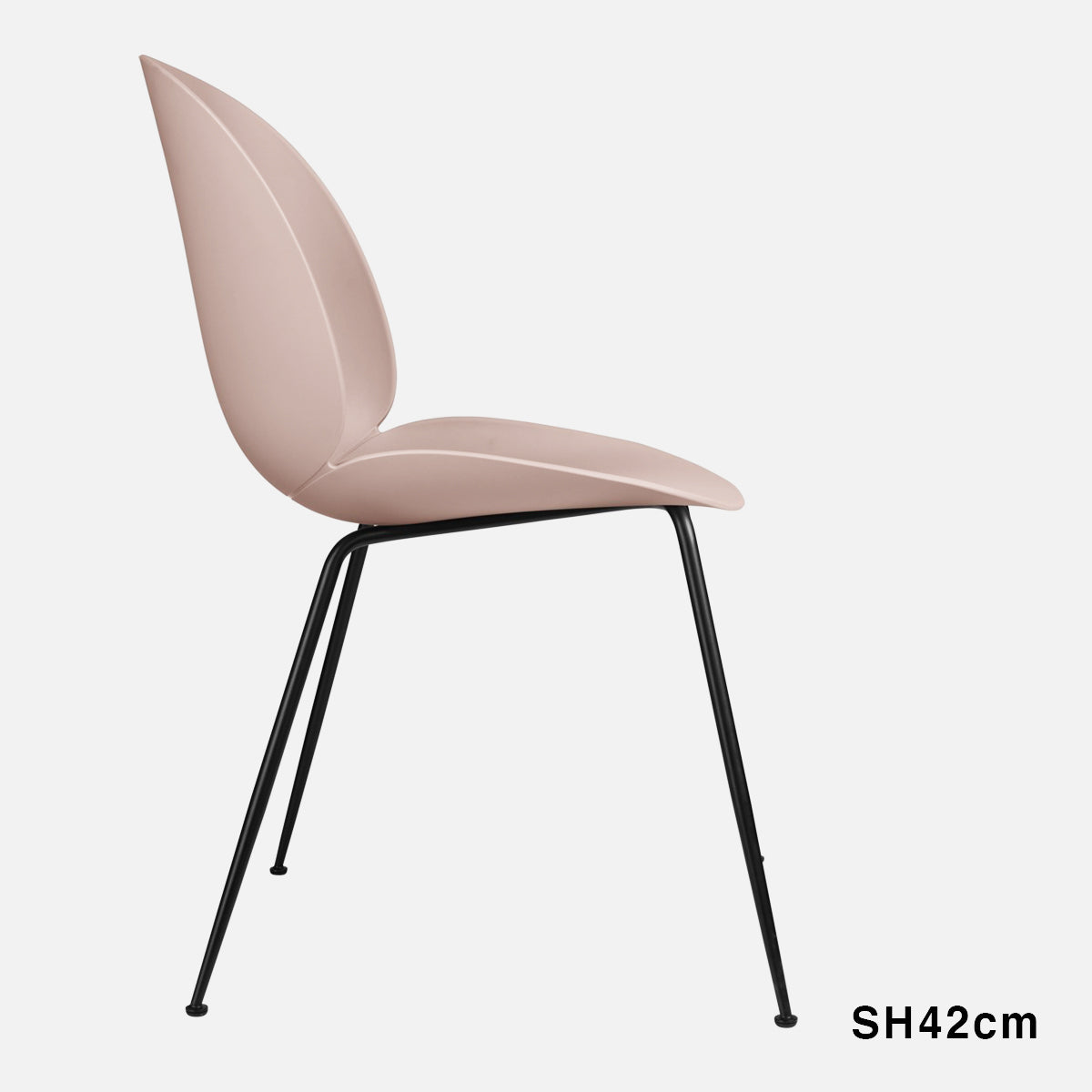 Beetle Chair Un-upholstered Sweet Pink Conic Base Black 42cm
