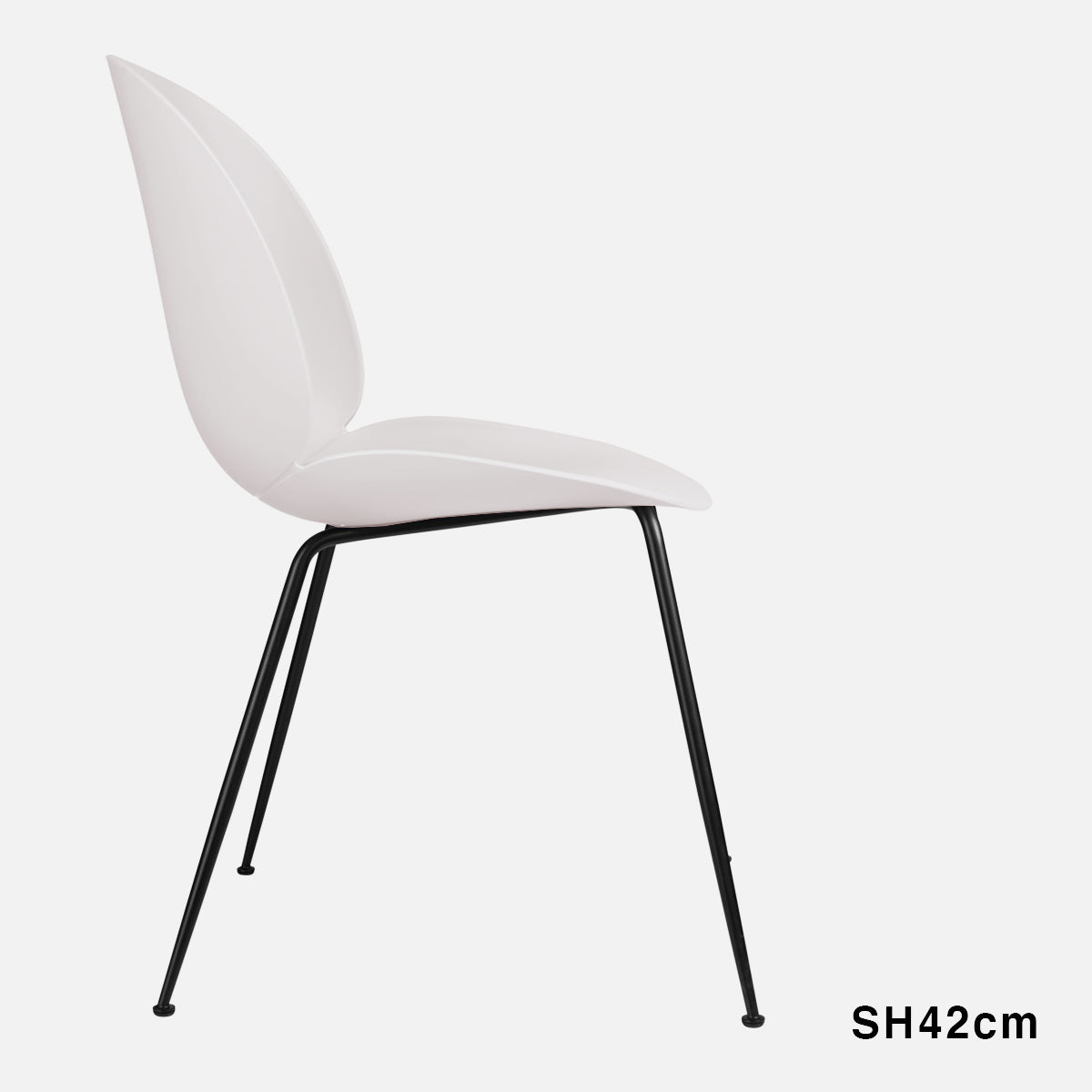 Beetle Chair Un-upholstered White Conic Base Black 42cm