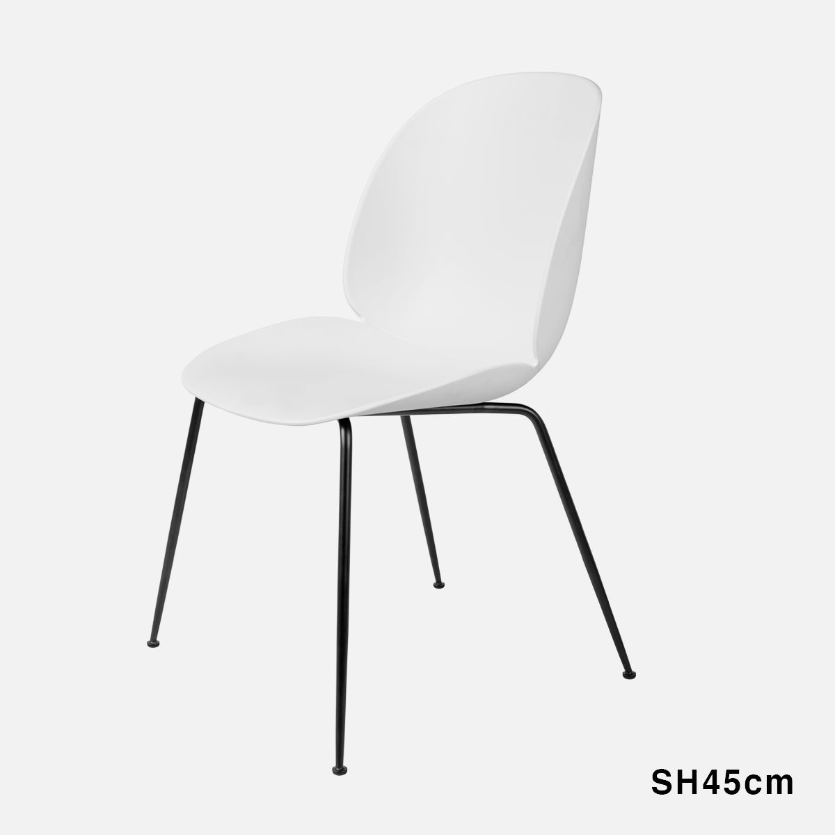 Beetle Chair Un-upholstered White Conic Base Black 45cm