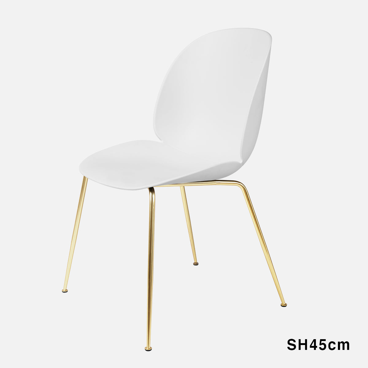 Beetle Chair Un-upholstered White Conic Base Brass 45cm