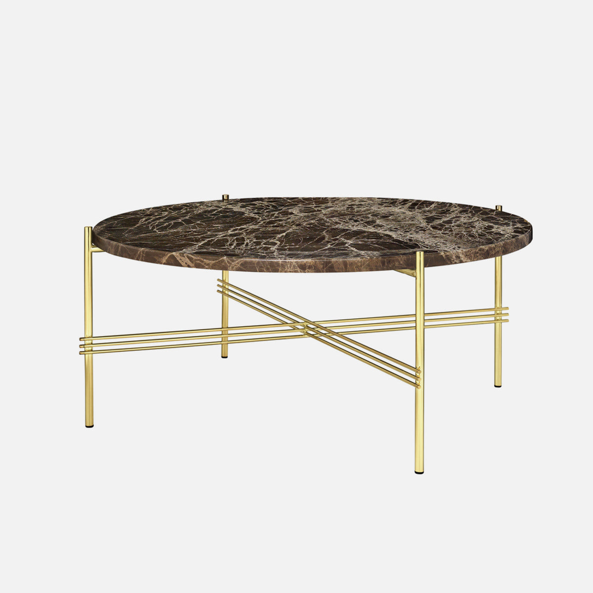 TS Coffee Table φ80  Brass / Brown Emperador Marble