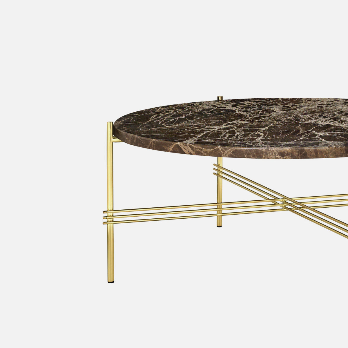 TS Coffee Table φ80  Brass / Brown Emperador Marble