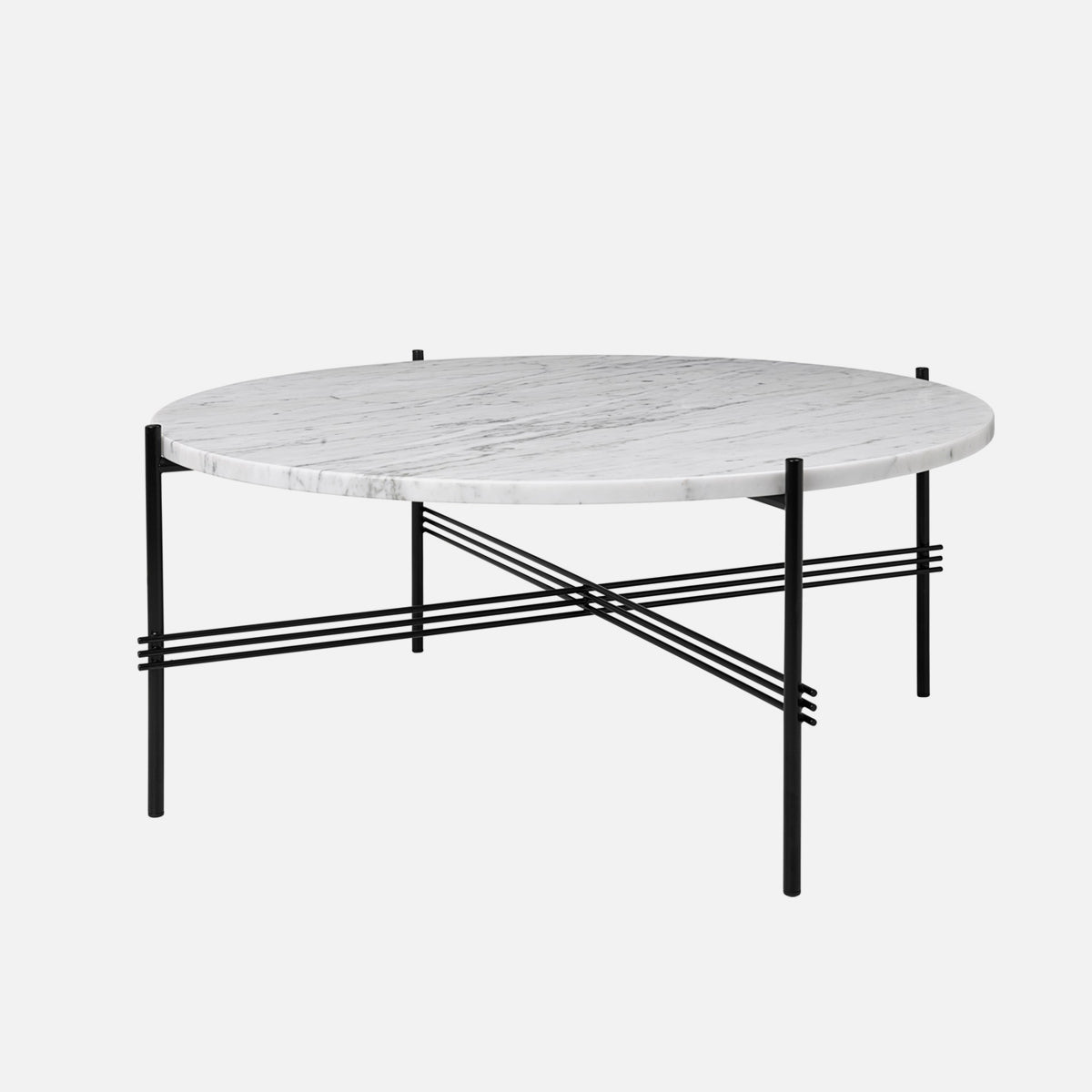TS Coffee Table φ80  Black / White Carrara Marble