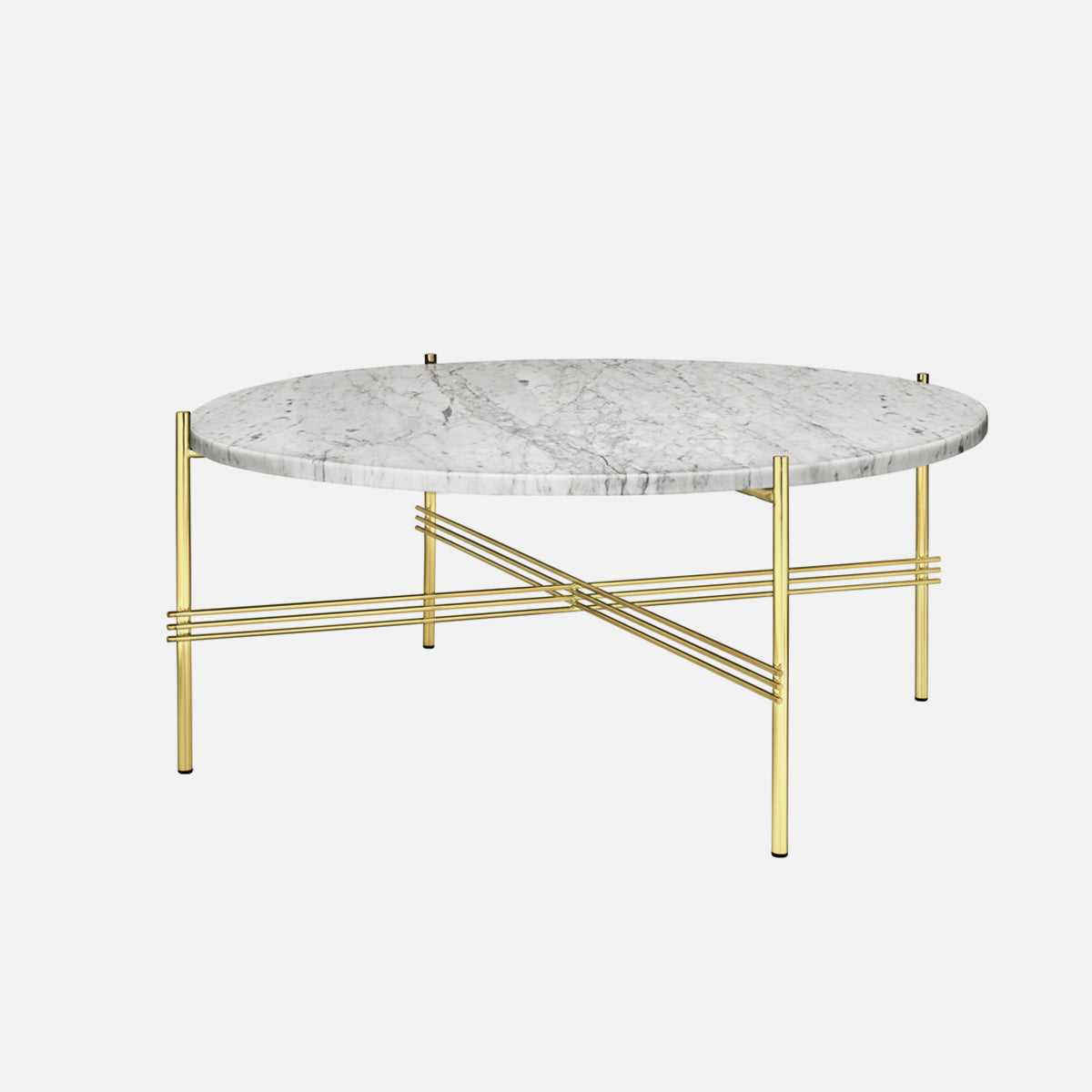 TS Coffee Table φ80  Brass / White Carrara Marble