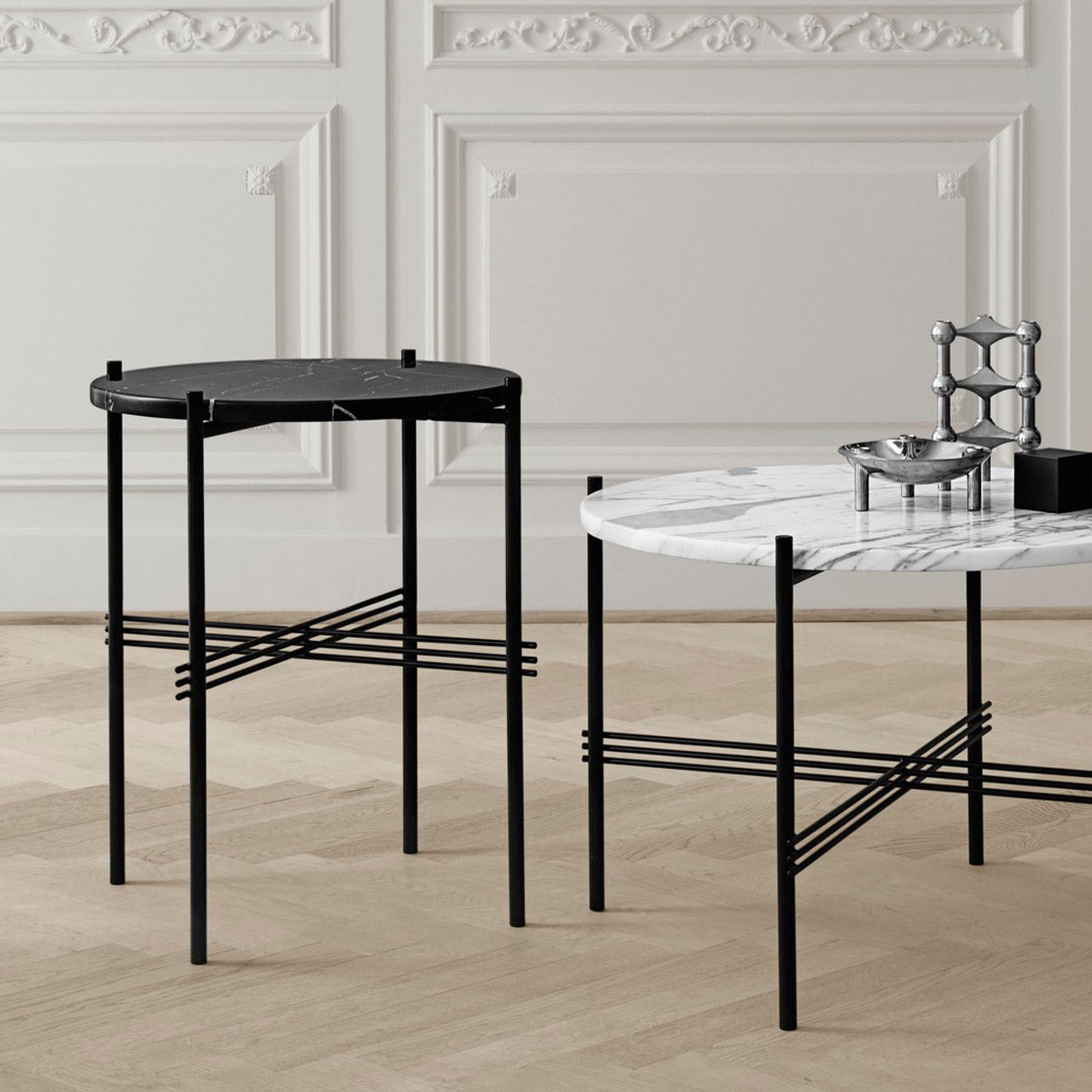 TS Side Table φ40 Brass / Black Marquina Marble