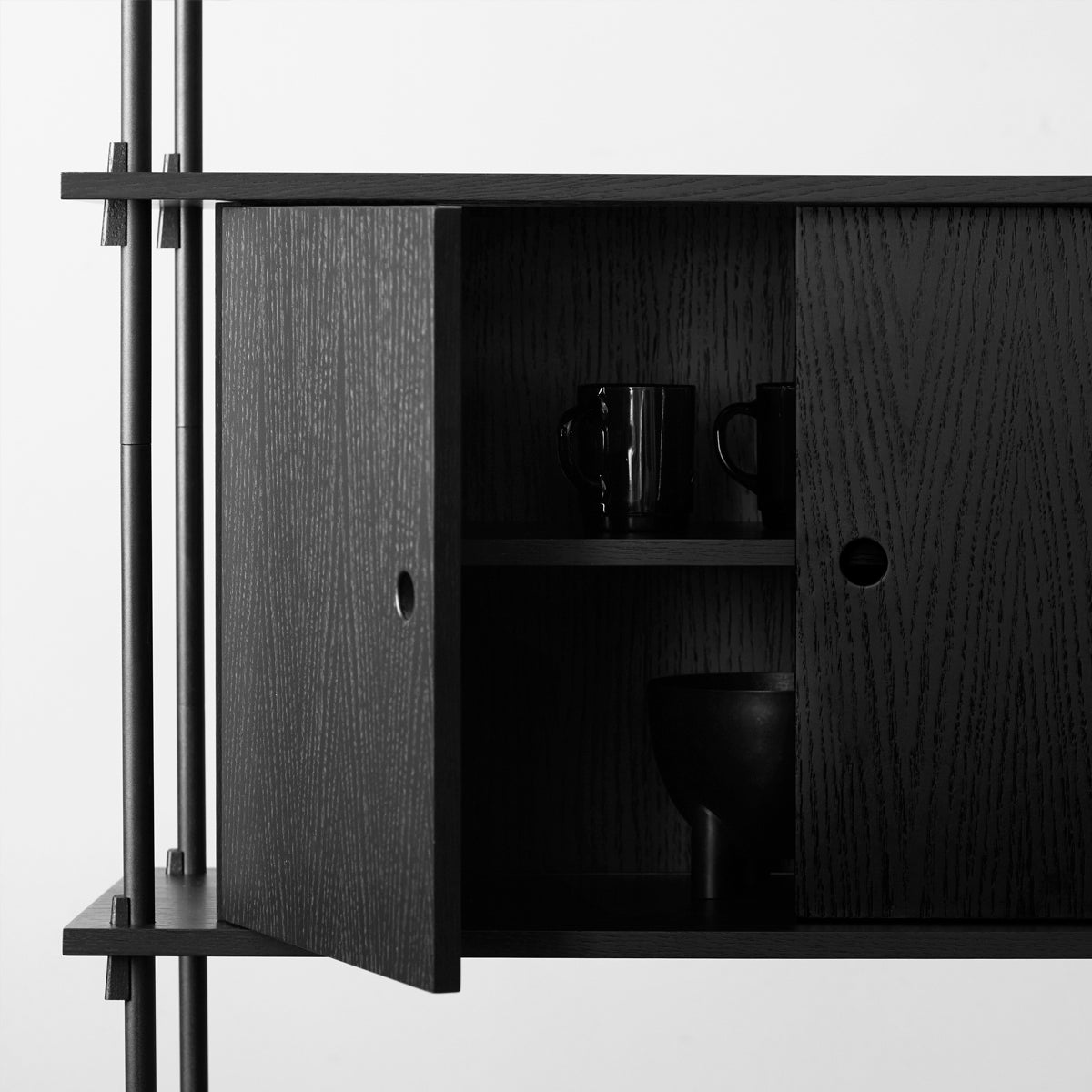 Shelving System Double H200 With Cabinet Shelf Black-Black