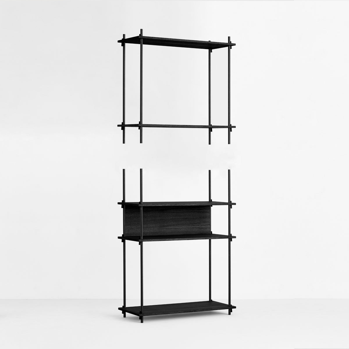 Shelving System Double H200 With Wardrobe Black-Black