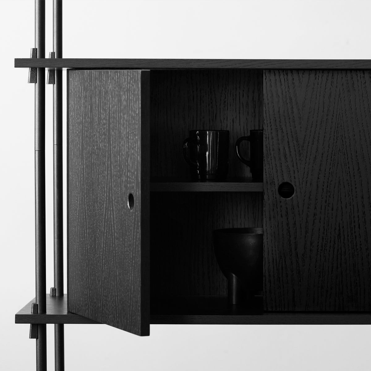 Shelving System Double H115 Shelf +Cabinet Black Black