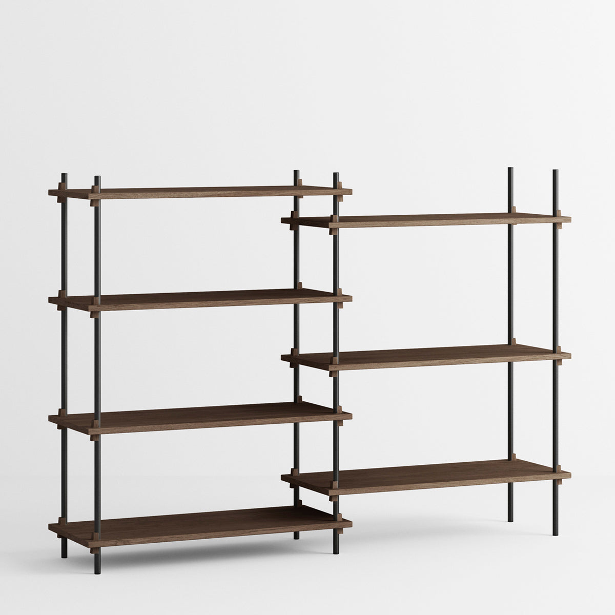 Shelving System Double H115 Shelf Black Smoke Oak