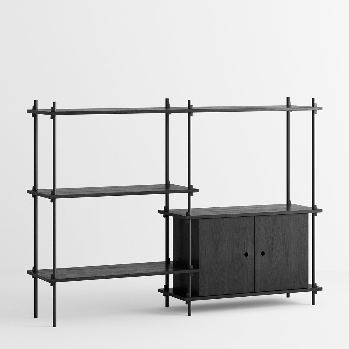 Shelving System Double H115 Shelf +Cabinet Black Black