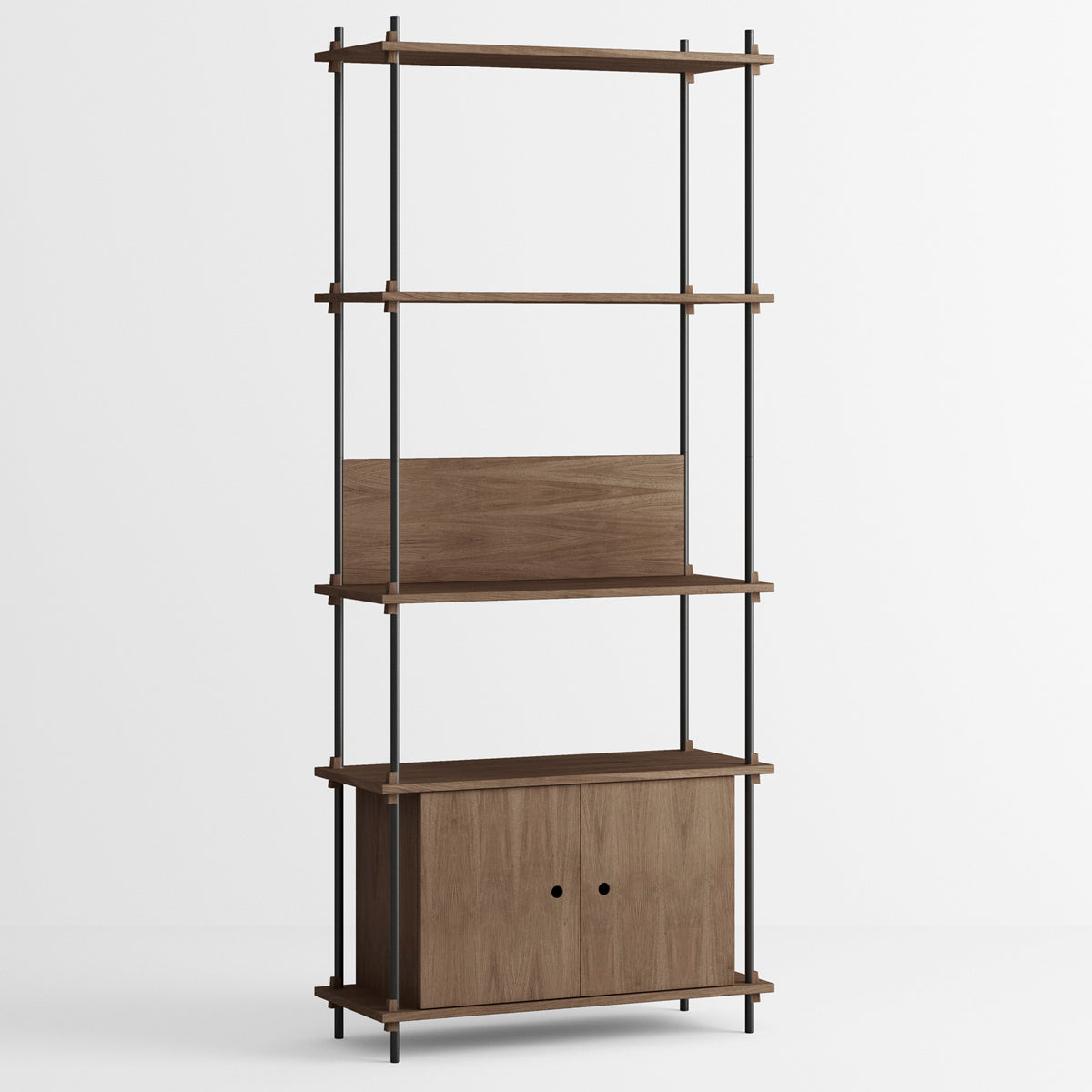 Shelving System Single H200 Shelf +Cabinet Black-Smoke Oak