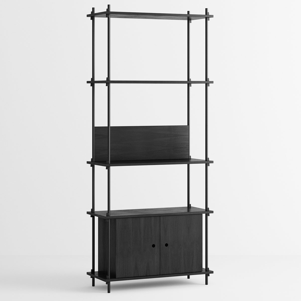 Shelving System Single H200 Shelf +Cabinet Black-Black